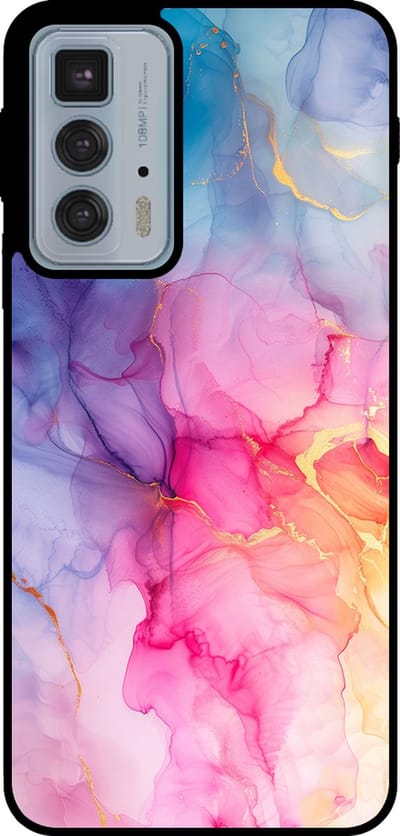 Smartphonica Telefoonhoesje Geschikt voor Motorola Edge 20 Pro met marmer opdruk - TPU backcover case marble design - Regenboog geschikt voor Motorola Edge 20 Pro