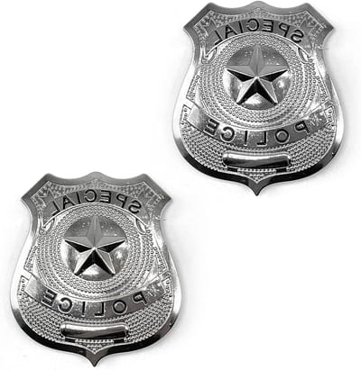 2 Stuks Politie Badge Kostuum Accessoires voor Politie Rollenspel en Halloween Feestjes, Cosplay en Spelletjes