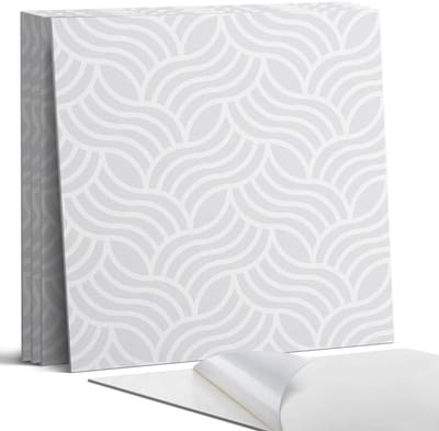 Coloray Wandpanelen Zelfklevend - Golven in een harmonieuze opstelling Zelfklevende Wandpanelen - 50 cm x 50 cm - Grijs Wandpaneel PVC - 5 stuks - Mozaïeken Wandpanelen Zelfklevend - Keuken Wandpanelen - Wandpanelen Badkamer