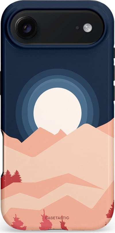 Casetastic hoesje geschikt voor Apple iPhone Air - MagSafe - Dubbellaagse bescherming - Bergen bij maanlicht - Fashion Case - Zwart Perzik Zand Koraal