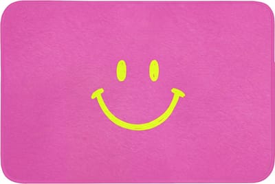 Badmat 90x60 cm - Antislip - Smiley - Vrolijk - Roze - Badmatten voor badkamer - Badkamermat - Douchemat - Badkamer mat