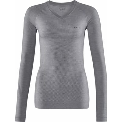 FALKE Wool-Tech Light V Neck sneldrogend wol functioneel functioneel shirt met lange mouwen dames grijs - maat XS
