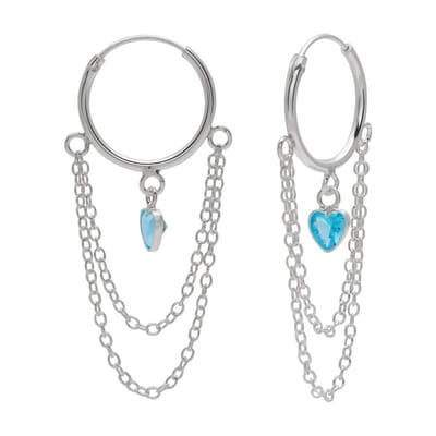 WeLoveSilver - zilveren oorhangers - blauw hart - 925 zilver