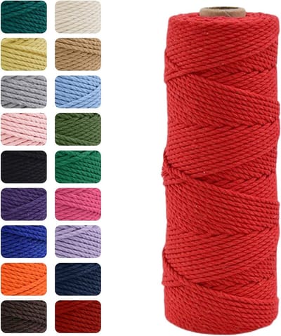 3mm Macrame Touw 100m Rood, Chemisch Vrij Touw voor DIY Creaties, Hu decoration en Cadeauverpakking, Kerst en Bruiloft Decoraties