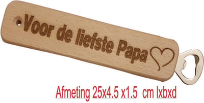 Beukenhouten flessen Opener Bieropener Opa Papa Vader Persoonlijk Cadeau Mannen Bieropener Geschenk Spreuk Spreuken Vaderdag Verjaardag Mancave Quote Tekst Teksten