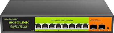 Onbeheerde 10-Poorts 2.5G PoE+ Switch met 8x 2.5G PoE+ en 2x 10G SFP+ Uplinks