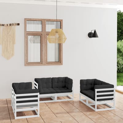 vidaXL - 6-delige - Loungeset - met - kussens - massief - grenenhout