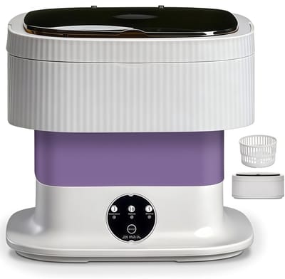 Mini wasmachine - Wasmachine - Draagbare wasmachine - Draagbare wasmachine 10L - Wasmachines - Opvouwbare wasmachine - Met centrifugekorf - Touchscreen bediening - 3 wasprogramma's - Compact - Voor babykleding - Ondergoed - Slaapzaal -Camping -Paars