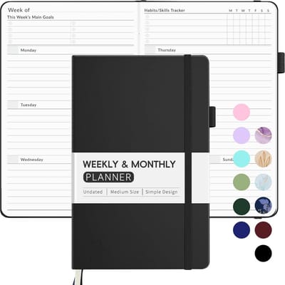 Ongedateerde wekelijkse planner 2024 – vereenvoudigde week- en maandkalender, schattige dagelijkse organisator met notities en doelen