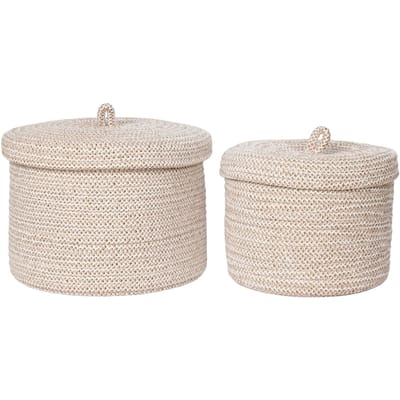 House Nordic - Sebal Baskets - Manden met deksel - Set van 2 - Katoen