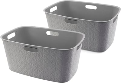 Curver Softex Wasmand - 45 liter - Set van 2 - 57x37x27cm - Taupe