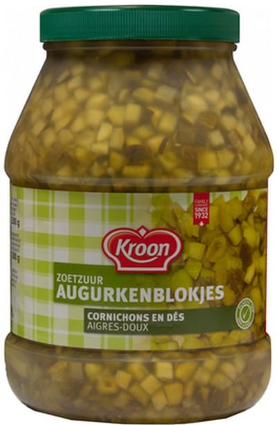 Kroon - Augurkenblokjes Zoetzuur - 2400 ml - Omdoos 2x