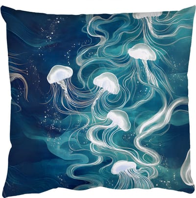 Sierkussens - Kussentjes Woonkamer - 50x50 cm - Kwallen - Zee - Wit - Golven