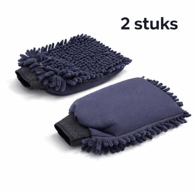 Washandschoen auto - microvezel - krasvrij - 2 stuks - zwart