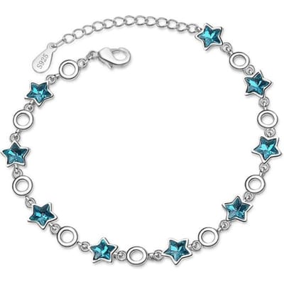 Nieuwe Collectie Mode Sfeer Flash 925 Sterling Zilver Sieraden Blauwe Vijfhoekige Ster Kristal Zoete Armbanden SB156 gray