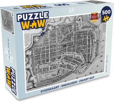 Puzzel Stadskaart - Enkhuizen - Zwart Wit - Legpuzzel - Puzzel 500 stukjes - Plattegrond