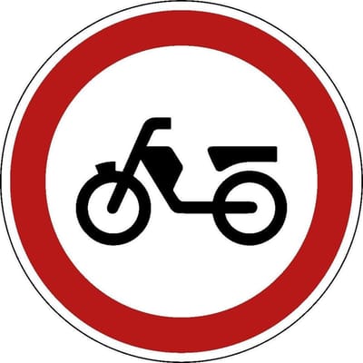 Verboden voor bromfietsen bord - kunststof - C13 100 mm