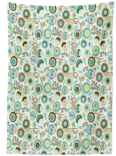 ABAKUHAUS Tafelkleed 140x170 cm – Satijnmix, Mintgroen/Hemelsblauw/Beige, Binnen/buiten