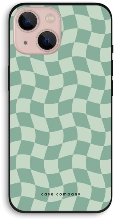 Case Company® - Hoesje geschikt voor iPhone 13 hoesje - Grid Groen - Biologisch Afbreekbaar Telefoonhoesje - Bescherming alle Kanten en Schermrand