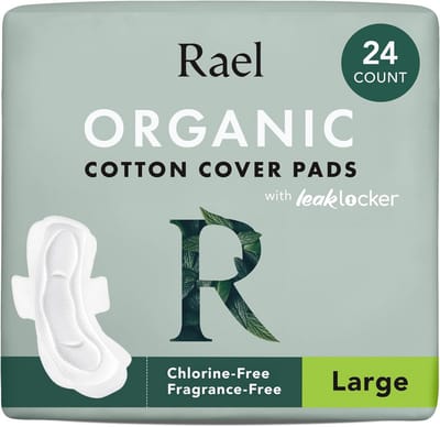 Biologisch Katoenen Maandverband Vrouwen - Geurloos en Absorberend - Dunne Pads met Vleugels (Groot, 24 Stuks)