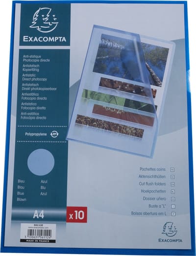 Exacompta 10x Pak van 10 L mappen- gekorrelde PP 12/100ste - A4 - Blauw - 56112E
