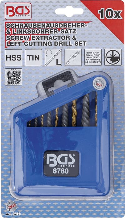 Linkse tapset met boren - beschadigde schroeven boor en uitdraai set - 10-delig - BGS6780