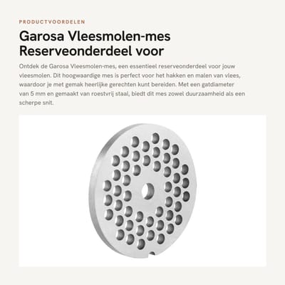 Dailygoods- Vleesmolen-mes roestvrij staal - Reserveonderdeel - 5 mm gatdiameter - 61,5 x 61,5 x 5,5 mm - Veilig en niet giftig - Eenvoudig te installeren