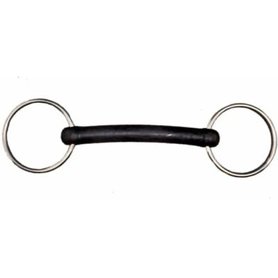 2-rings roestvrijstalen paardenbit met zacht rubber Tattini