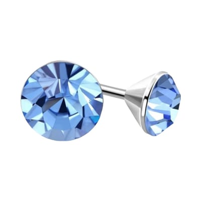 Aramat Jewels | Oorbellen | Stalen Kristal Oorbellen met lichtblauw steentje – Zilverkleur – 3mm | | | |3mm | Staal | Kinderen, Volwassenen | Verkleurd niet