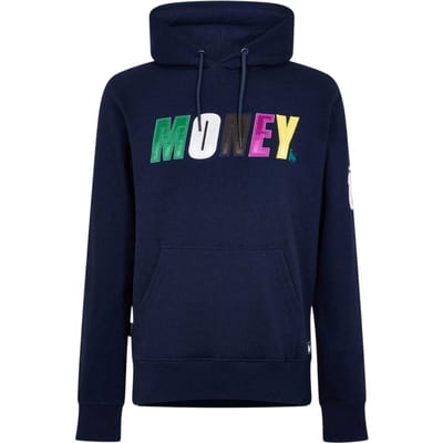 Money Heren Satijnen Hoodie met lange mouwen (Marine)