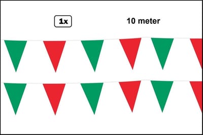 Vlaggenlijn rood/groen 10meter - Vlaglijn festival verjaardag landen blok vlaglijn thema feest