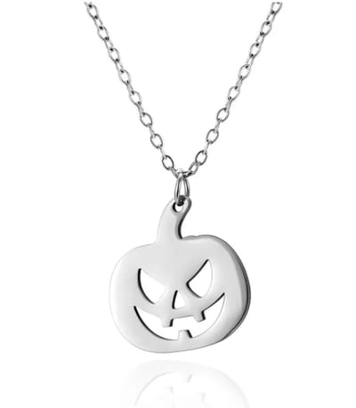 Plux Fashion Pompoen Ketting - Zilver - 2mm/45cm + 5cm verlengstuk - Heren - Dames - Sieraden - Zilveren Ketting - Pumpkin Chain - Stainless Steel - Halloween Ketting - Schakel Ketting - Ketting Met Hanger - Kerst - Halloween - Halloween kostuum