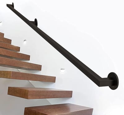 Metalen Trapleuning - Wandsteun Balustrade - Veilige Trap Op - Roestwerende Coating - 150 cm - Zwart