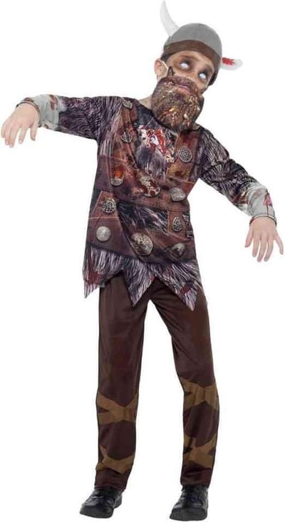 Smiffys - Deluxe Zombie Viking Kinder Kostuum - Kids tm 6 jaar - Bruin