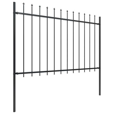 vidaXL - Tuinhek - met - speerpunt - staal - 1339x120 - cm - zwart
