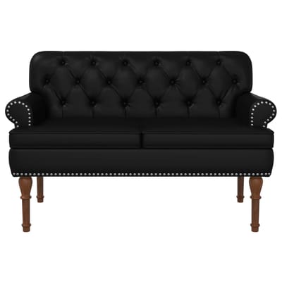 vidaXL - Lovingseat - met - knoopge - tuft - Zwart - 120 - x - 65 - x - 77 - cm - Kunstleer
