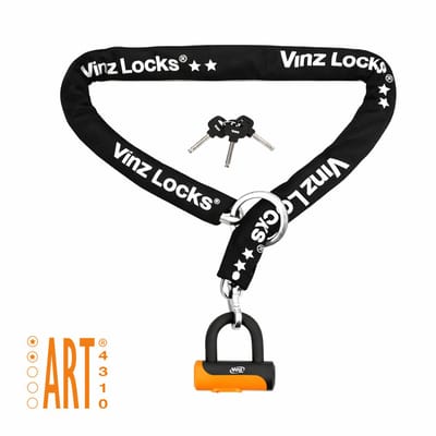 VINZ Tibba ART 2 Fietsslot - 150cm Lang Kettingslot - ART 2 Slot Fiets, Elektrische Fiets, Fatbike & Bakfiets