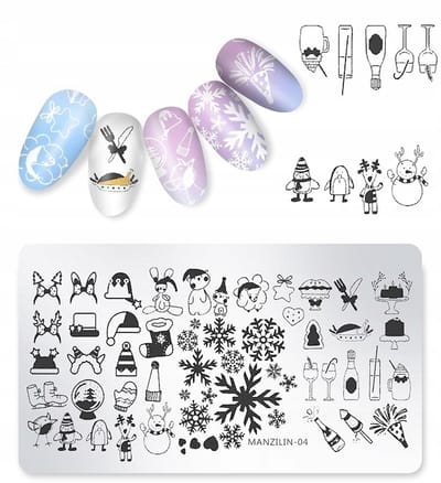 Born Pretty Manzilin - Nagelstempelplaat - 12x6 cm - Herbruikbaar - Kerstthema