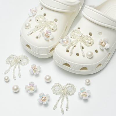 Schoenaccessoires-geschikt voor crocs charms- geschikt voor crocs pins- geschikt voor crocs Accessoires- geschikt voor Crocs Jibbitz-CJ-234 parelblad vlinder bloem