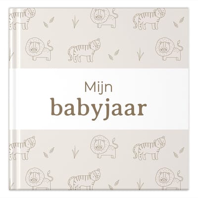 Fyllbooks - Baby Boek Mijn Eerste Jaar - Invulboek Baby - African Animals - Geschikt voor alle Gezinssamenstellingen