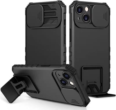 Premium Kwaliteit Anti Shock Hoesje - Back Cover - Camerawindow met Stand Functie - Geschikt voor iPhone X - iPhone Xs - Zwart