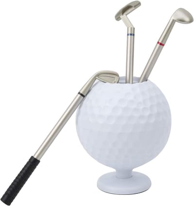 Golfpennen Set - Golfdecoratie Bureau - Kantoor Inrichting - Drie Verschillende Kleuren - 10cm Houder