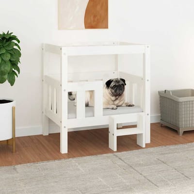 vidaXL - Hondenmand - 65,5x50,5x70 - cm - massief - grenenhout - wit