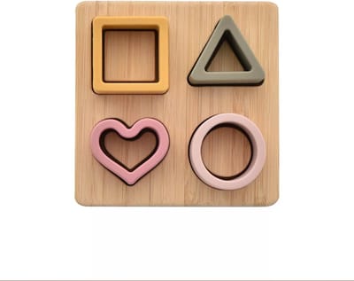 Bambino Siliconen en Houten Hart Puzzel