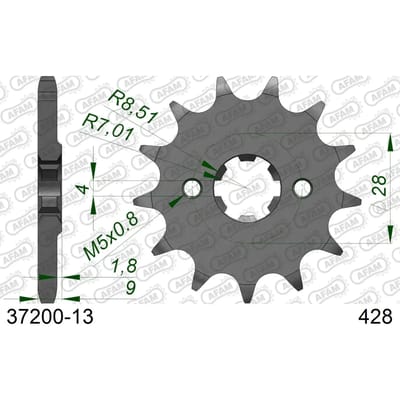 Stalen motortandwiel voor Afam 428 13 dents