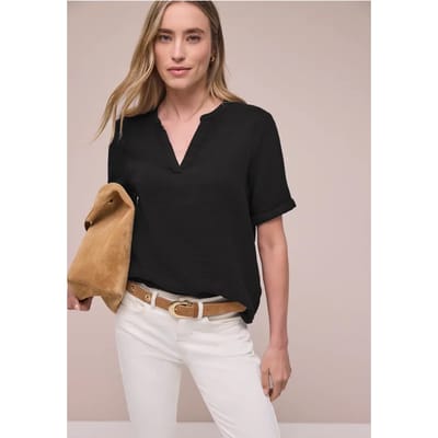 Blouse met korte mouwen in mousseline kwaliteit