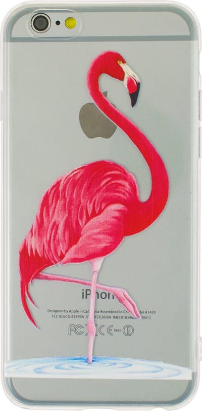 Peachy Transparante roze flamingo TPU hoesje geschikt voor iPhone 6 6s case cover
