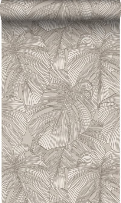 Origin Wallcoverings behang 3D-motief bladeren licht warm grijs - 50 x 900 cm - 347915