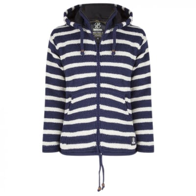 Gebreid Wollen Heren/Uni Vest van Schapenwol met Polyester Fleece voering en afneembare capuchon - SHAKALOHA - M Split Ziphood M