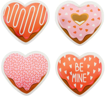Allecto - Handwarmers - Vingerwarmers - Herbruikbaar - Set van 4 - Donut en Harten - Ideaal voor koude handen - Voor onderweg